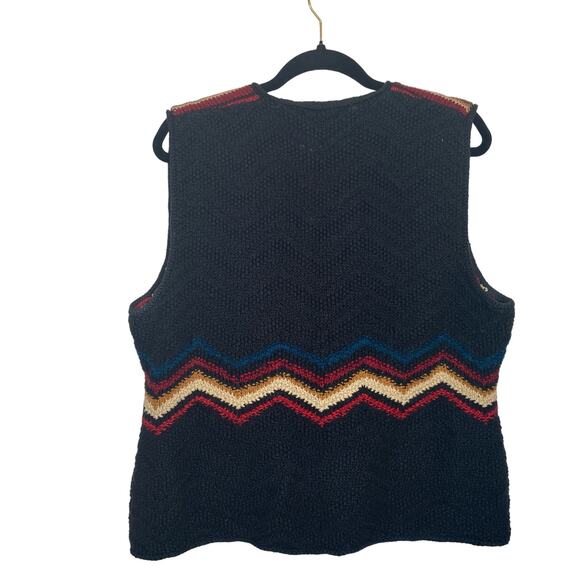 90s vintage knit vest Harolds Southwestern Boho Western Style Cross Size L - Picture 2 of 9